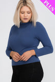 Plus Size Mock Neck Solid Top