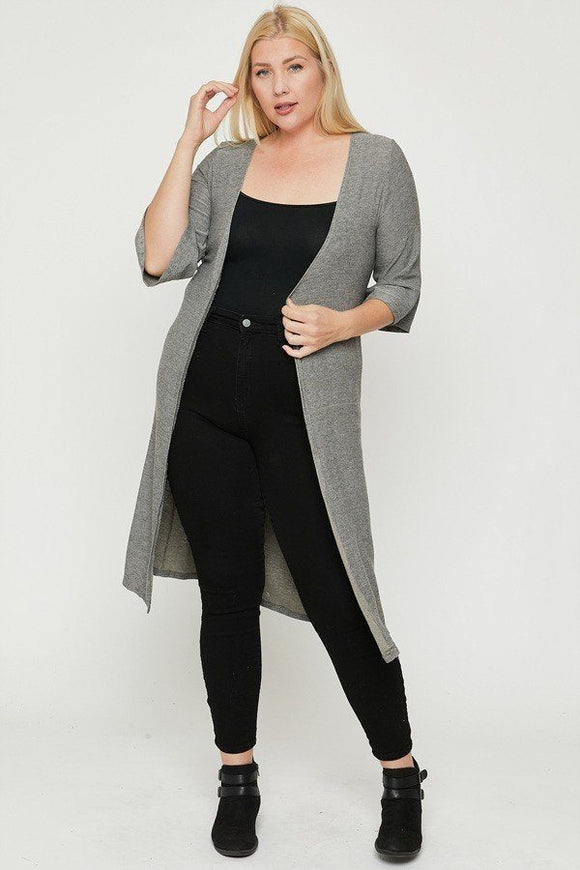 Plus Size Two Tone Knit Cardigan