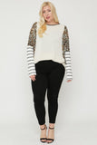 Plus Size Cheetah Print  Long Sleeve Top