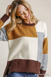 Colorblock Contrasted Cotton Fabric On Back Top With Side Slits And High Low Hem