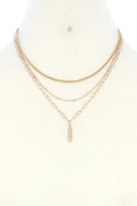 Metal Bar Oval Link Layered Neclace