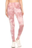 5-inch Long Yoga Style Banded Lined Tie Dye Printed Knit Legging With High Waist.