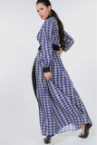 Plaid Shirt Maxi Dress With Gold Buckle Belt