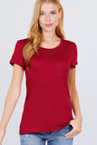 Short Sleeve Scoop Neck Top With Pocket