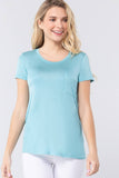 Short Sleeve Scoop Neck Top With Pocket