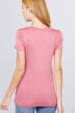 Short Sleeve Scoop Neck Top With Pocket