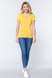 Short Slv V-neck Henley Knit Top