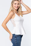 V-neck Cami Peplum Knit Top