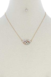 Rhinestone Eye Charm Necklace