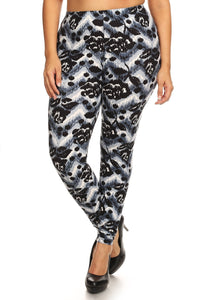 Abstract Print, Full Length Leggings In A Slim Fitting Style With A Banded High Waist