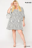 Dot Print Tiered Ruffle Sleeve Dress With Pockets