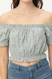 Off Shoulder, Cropped Top Puff Sleeve