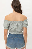 Off Shoulder, Cropped Top Puff Sleeve