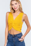 Sleeveless V-neck Twist Knot Knit Top