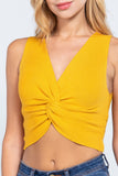 Sleeveless V-neck Twist Knot Knit Top