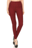 Hounds Tooth Print, High Rise, Fitted Leggings, With An Elastic Waistband