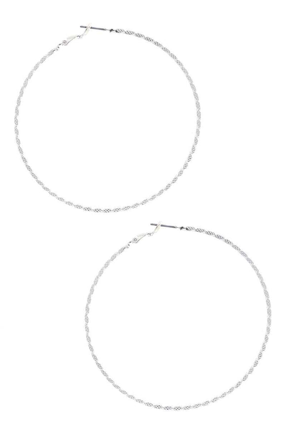 Lined Metal Hoop Earring