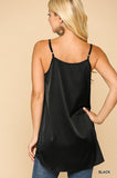 Velvet Mixed Adjustable Strap Round Hem Camisole