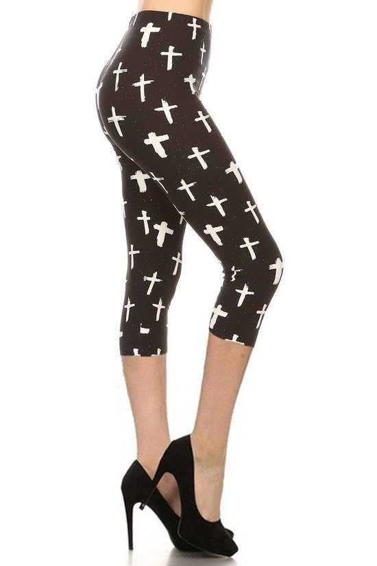 Printed, High Waisted, Capri Leggings