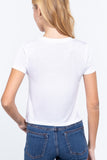 Short Slv V-neck W/pocket Crop Top