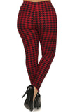 Plus Size Houndstooth Print, High Waisted, Full Length, Leggings.