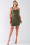 Plus Size Sleeveless Silky Cowl Neck Bodycon Cami Mini Dress