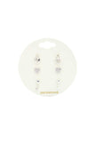 Rhinestone Heart Lock Earring Set