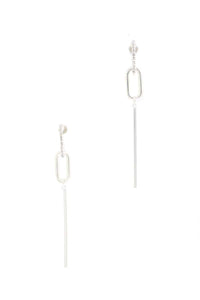 Oval Metal Bar Post Drop Earring