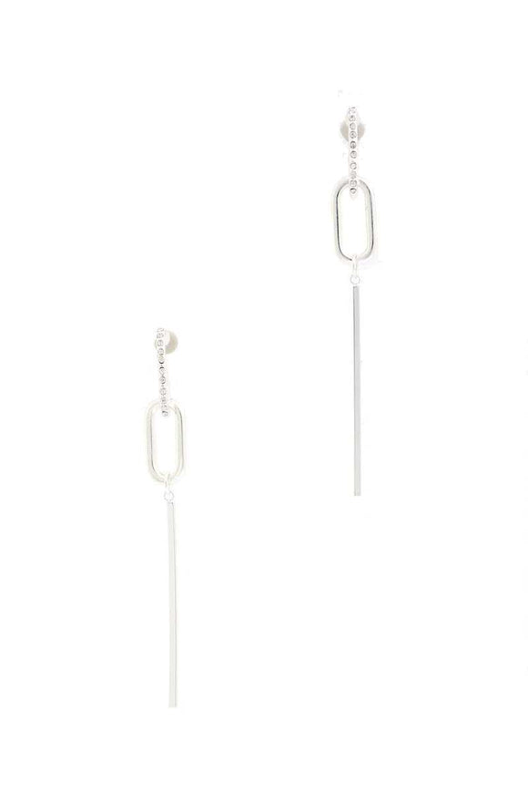 Oval Metal Bar Post Drop Earring