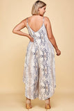 Plus Size Snakeskin Terry Printed Wide Leg Jumpsuit