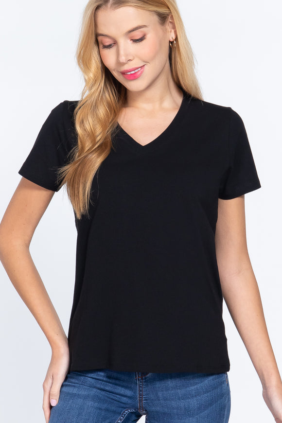 Short Sleeve V-neck Boxy Tee