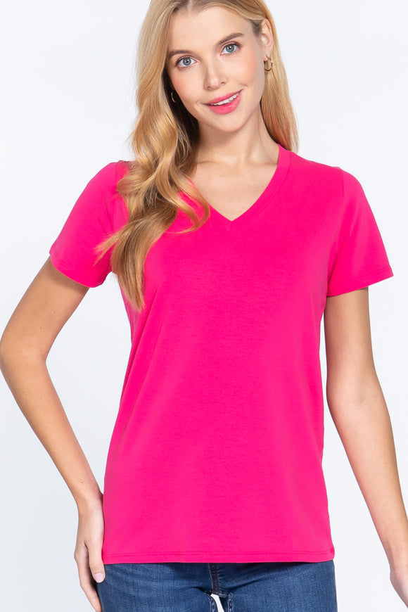 Short Sleeve V-neck Boxy Tee