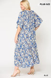 Floral Frill Detail Flowy Maxi Dress With Neck Tie