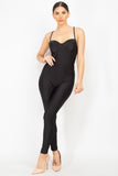 Solid Skinny Cinched Sweetheart Jumpsuit