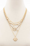 Square Shape Toggle Beaded Layered Necklace