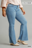 High Rise Stretch Denim Wide Leg Flare Jeans