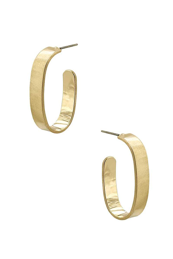 Metal Open Oval Hoop Earring