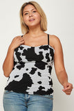 Plus Size Cow Print Mesh, Bustier Top