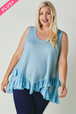 Plus Scoope Neck Sleeveless Ruffle Tunic