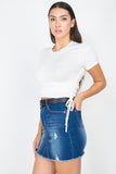 Ruched Sides Drawstring Crop Top