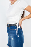 Ruched Sides Drawstring Crop Top