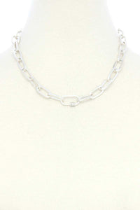 Dainty Rhinestone Roll Oval Link Necklace