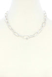 Dainty Rhinestone Roll Oval Link Necklace