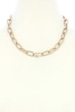 Dainty Rhinestone Roll Oval Link Necklace