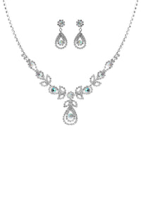 Raindrop Rhinestone Double Necklace And Earring Set