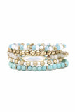 Crystal Metal Mix Bead Stretch Bracelet Set