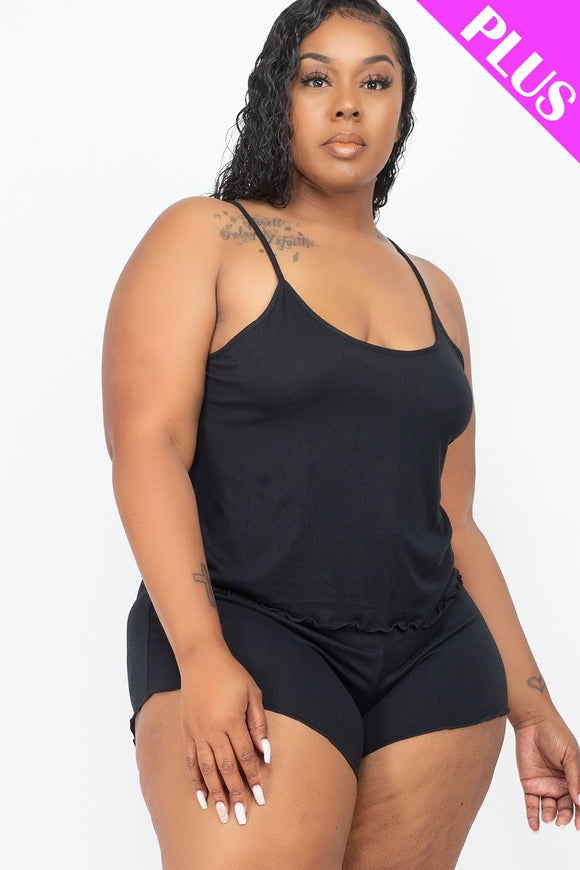 Plus Size Cami Top And Shorts Set