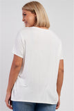 Plus White Relaxed "cheers My Dears" Print Logo T-shirt Top