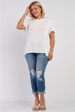 Plus White Relaxed "cheers My Dears" Print Logo T-shirt Top