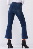 Blue Denim High Waisted Ankle Length Bell Bottom Flare Jeans